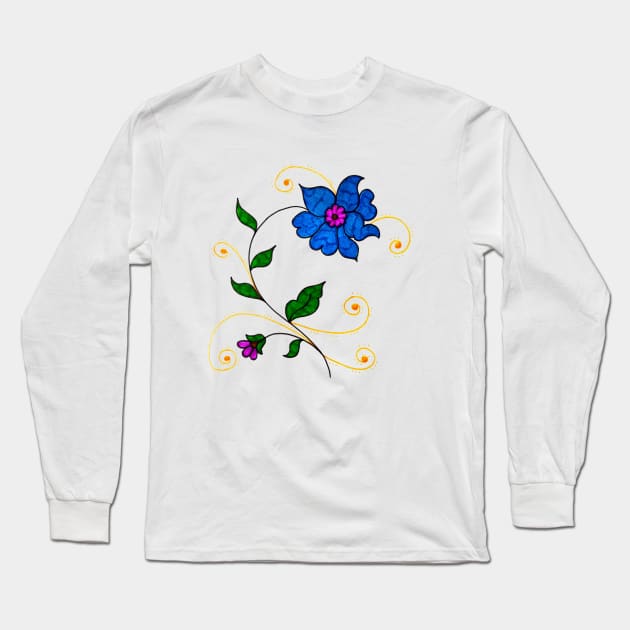 blue flower Long Sleeve T-Shirt by TaarsDesigns